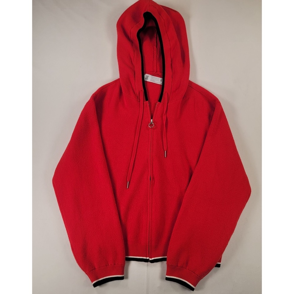 Savage X Fenty Hooded‎ Zip Sweater Red Knit Hoodie Large Soft Luxe